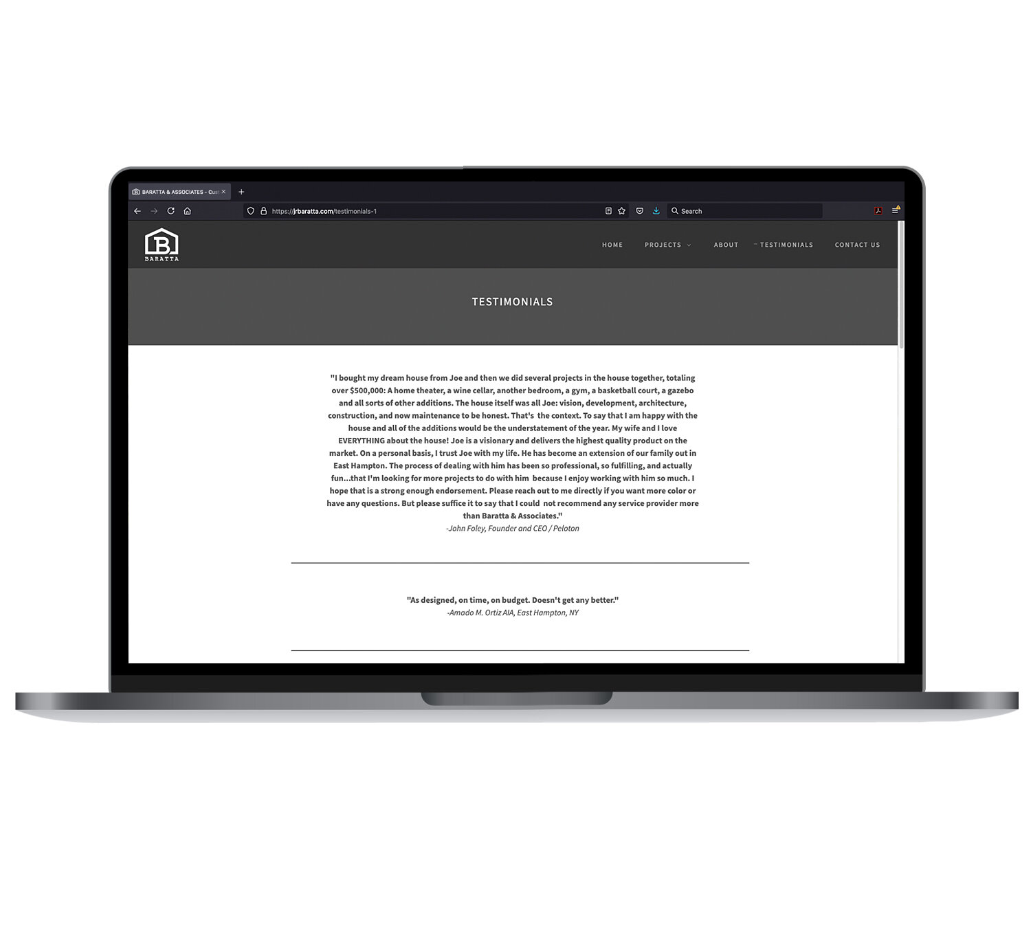  BARATTA &amp; ASSOC., testimonials page - GoDaddy 