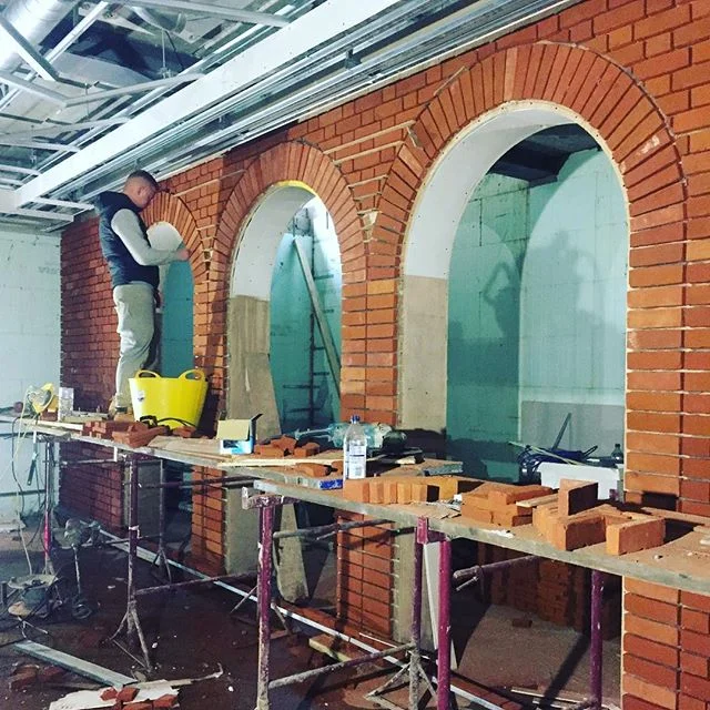 Great to see brickwork in woodlands entertainment space taking shape #architecture #interiors #kent #uk