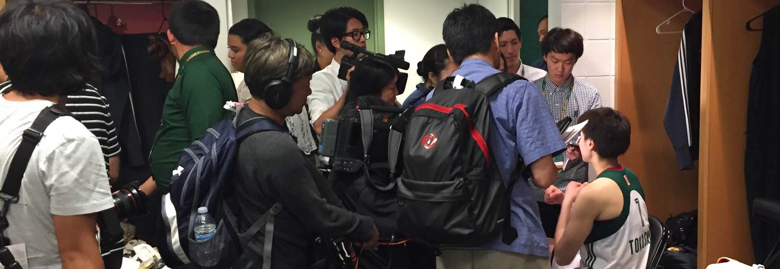 Ramu Tokashiki talking to the (mostly) Japanese media. 