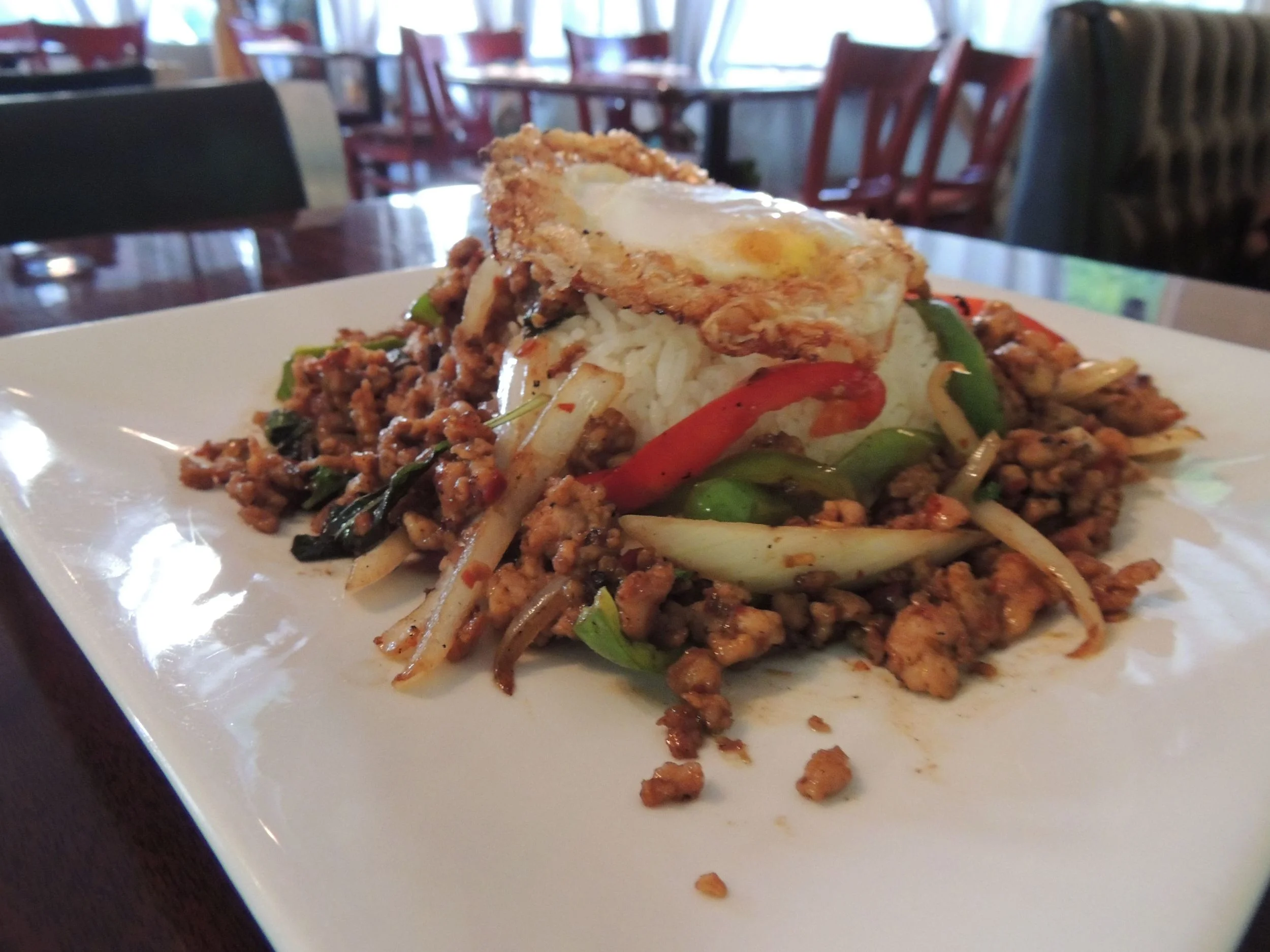 Ground Chicken Basil w/ Fried Egg over Rice