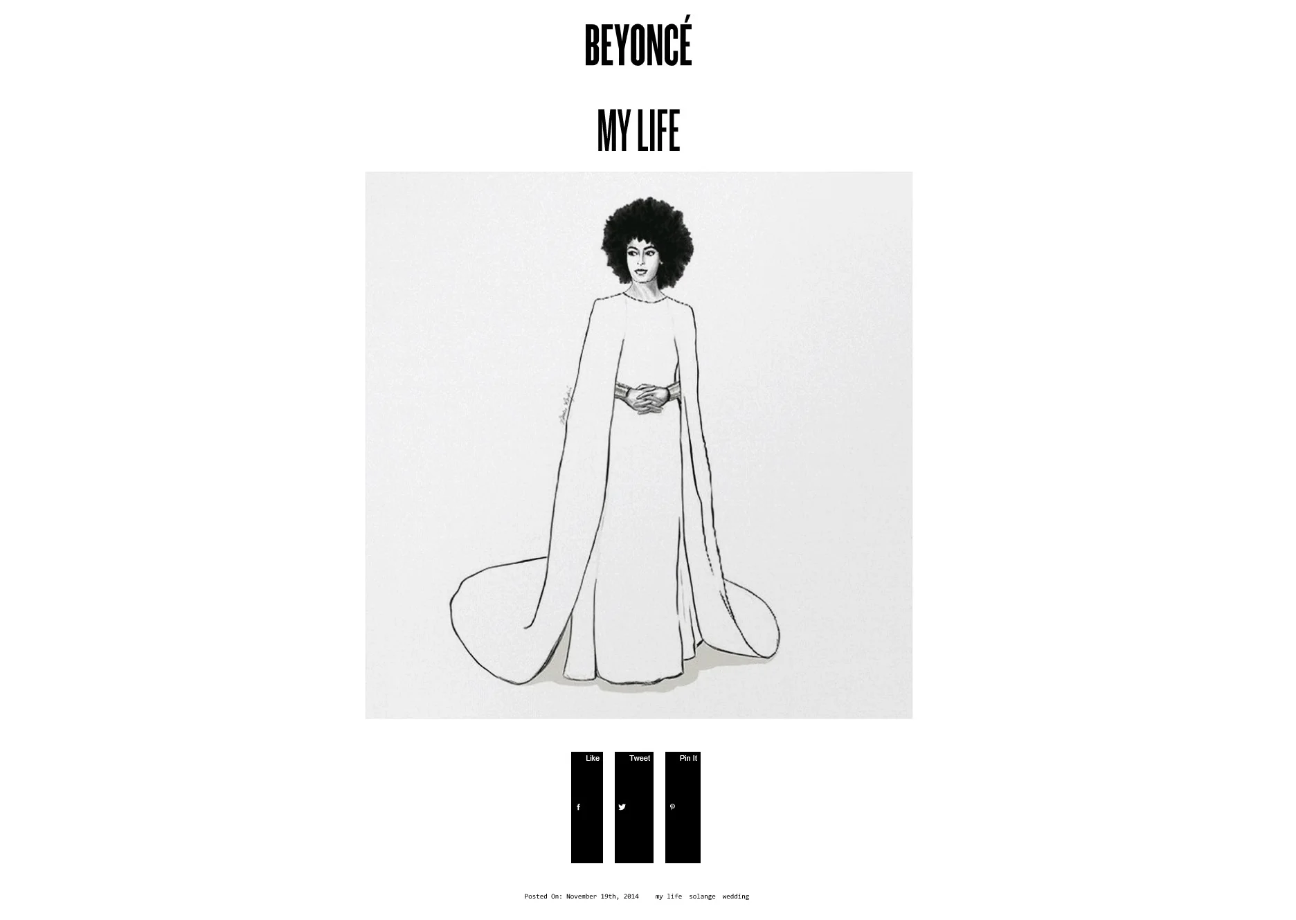 Illustration of Solange Knowles by Natalie Rompotis on Beyonce.com
