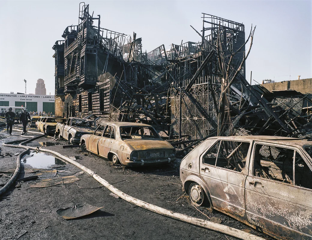 Remains of the July 10th five-alarm fire, Hallam Street, 1981