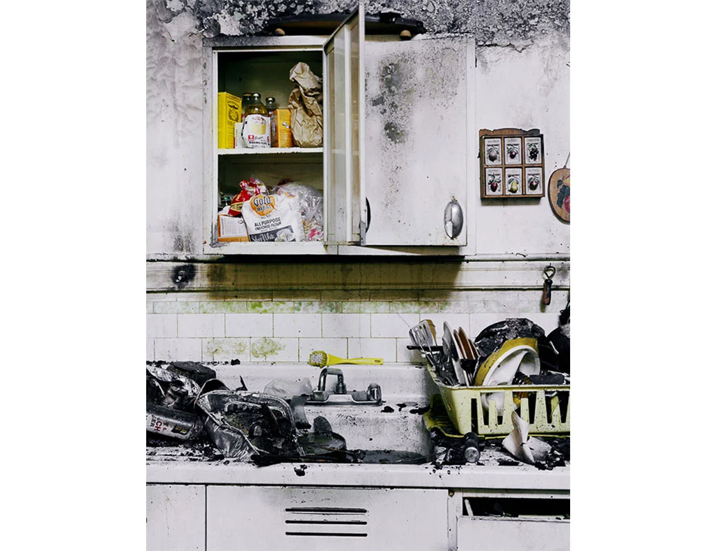 Mary Gardner's Kitchen after the five-alarm fire, Folsom Street, 1981