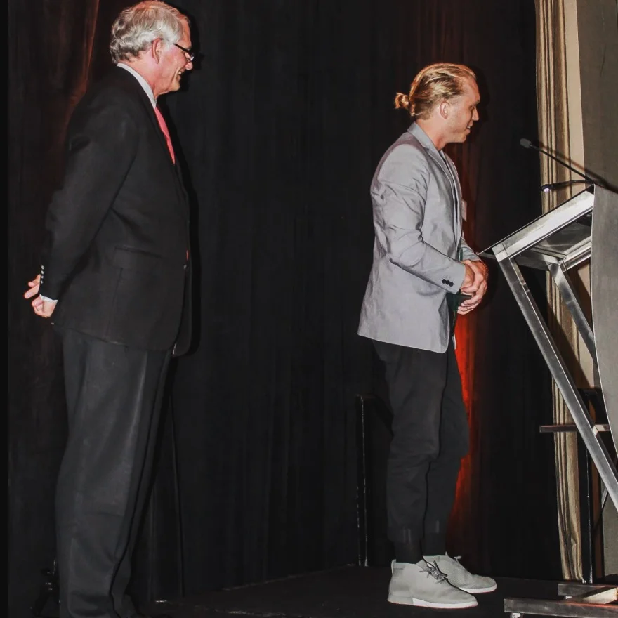 Accepting the award, "thanks mom and dad."