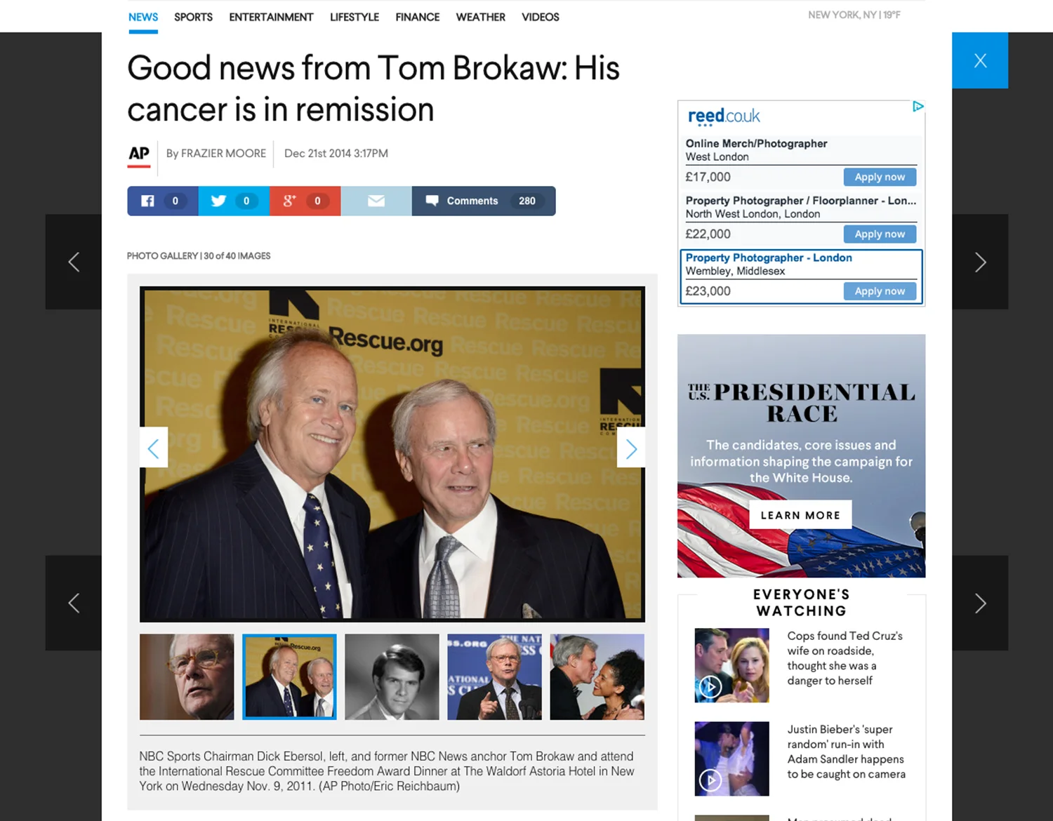 Dick Ebersol and Tom Brokaw, shot on assignment for the Associated Press, lifelong goal #2 - achieved.