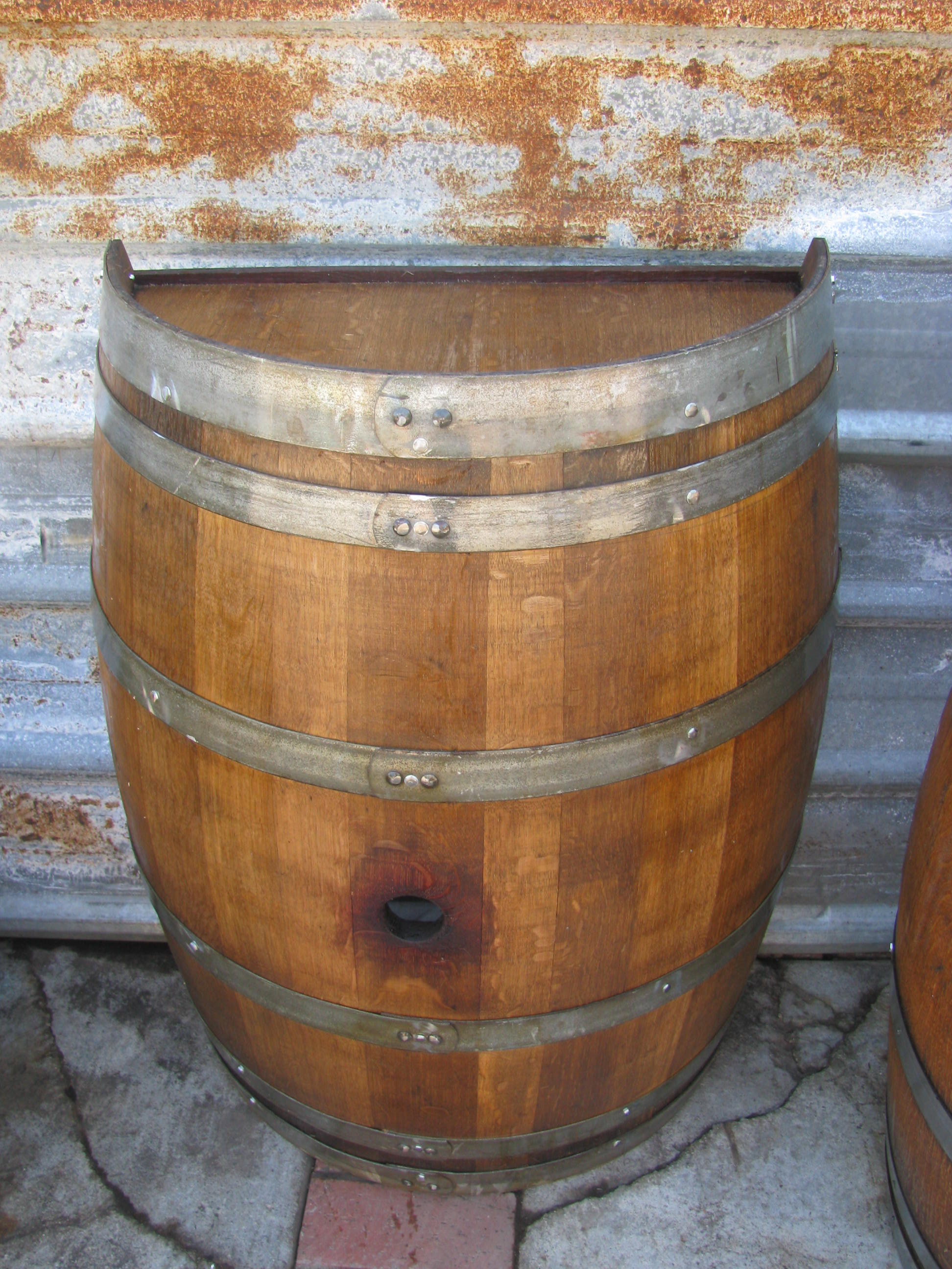 Whiskey Barrel Cut In Half Vertically Reclaimed Half Barrel Planter