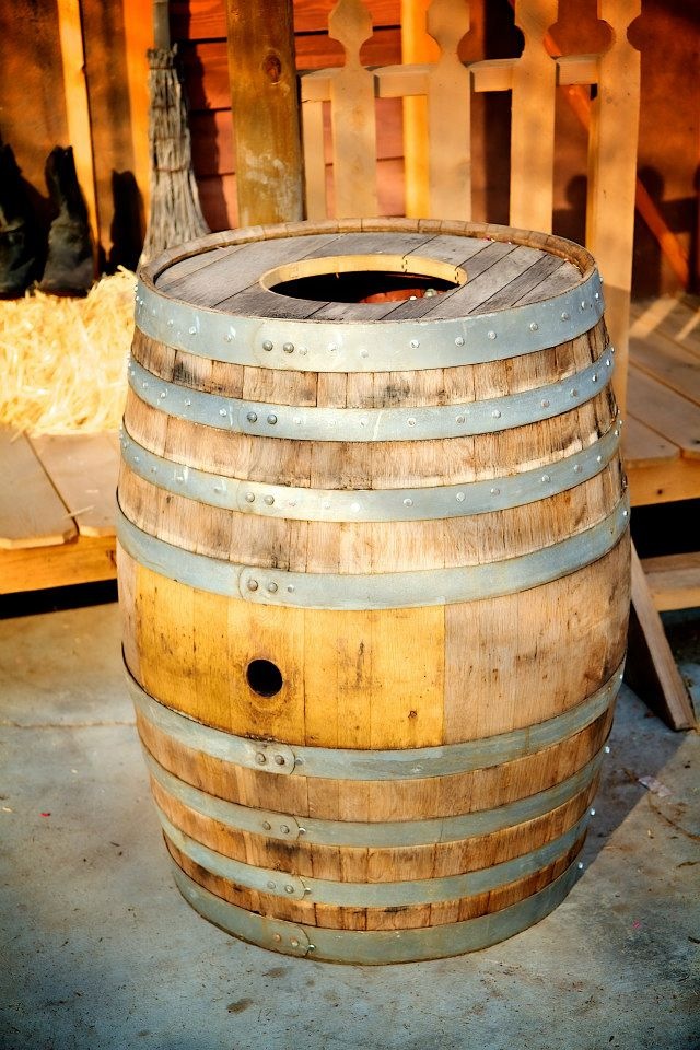 Barrel Trash Can King, Small Wooden Barrel Trash Can