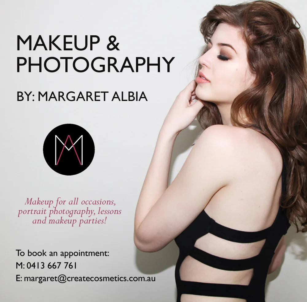 Email: margaret@margaretalbia.comPhone: +61 (0) 413 667 761Facebook: www.facebook.com/margaretalbiamakeupInstagram: @margaretalbiaPinterest:&nbsp;www.pinterest.com/margaretalbia