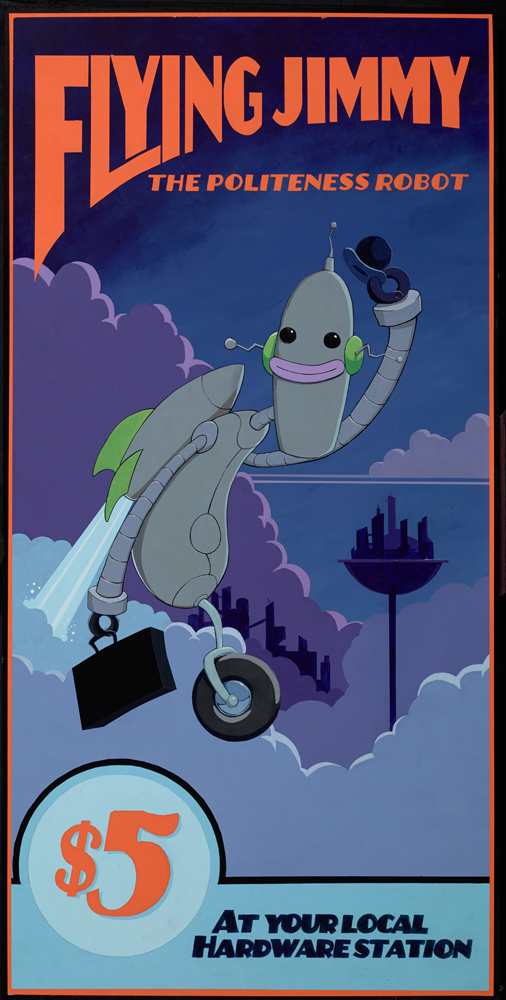 "Flying Jimmy The Politeness Robot"