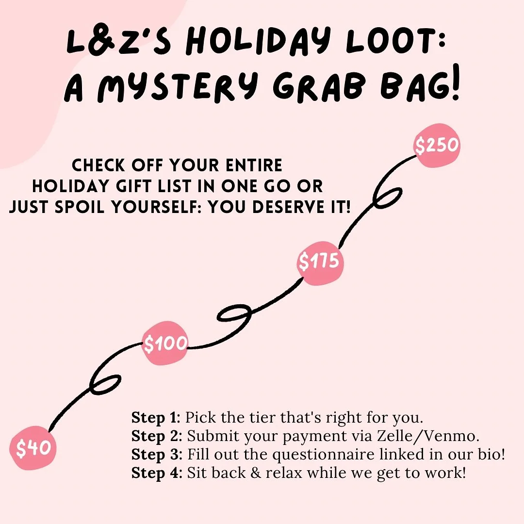 ICYMI: limited time offer for GRAB BAGS! Here&rsquo;s the knitty gritty details and the link to sign up is in our bio. Swipe to see some examples of things that YOU could receive! Shop small this holiday season. xx 💋