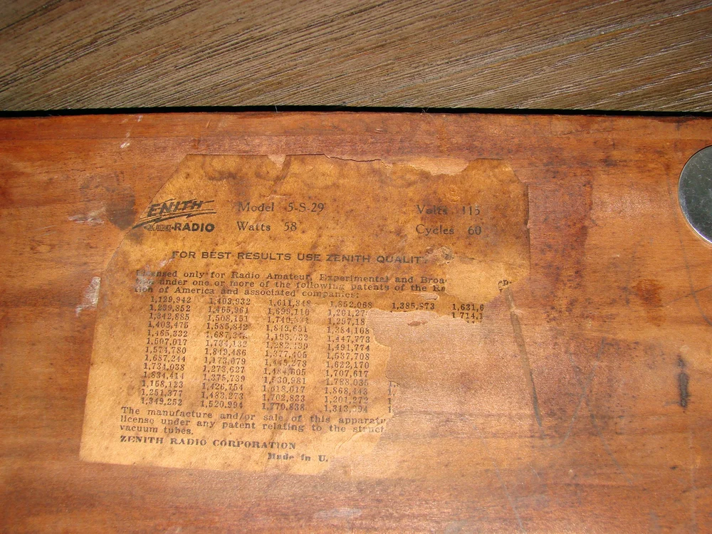 Zenith Model 5S29 Tombstone Tube Radio 1936 SOLD!!!! — Stan's