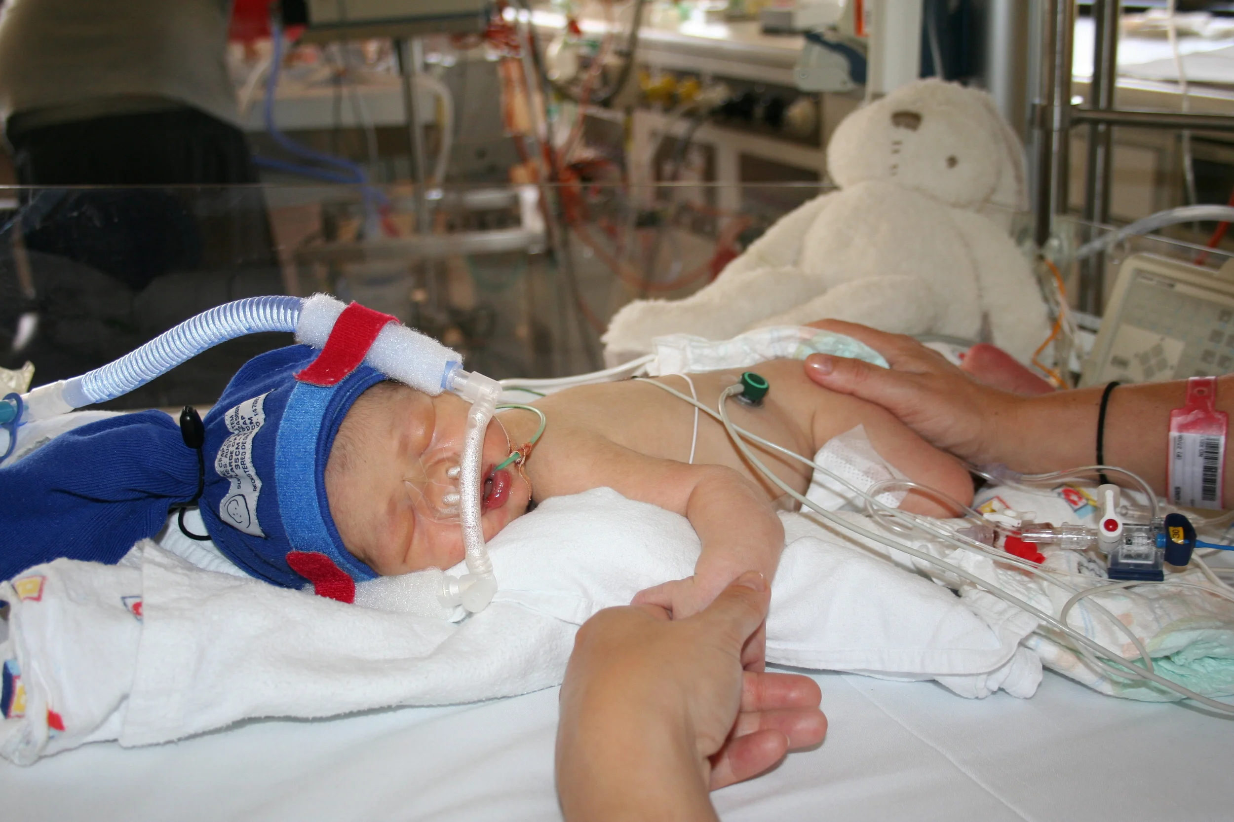 Mummy holding Xavier's hand