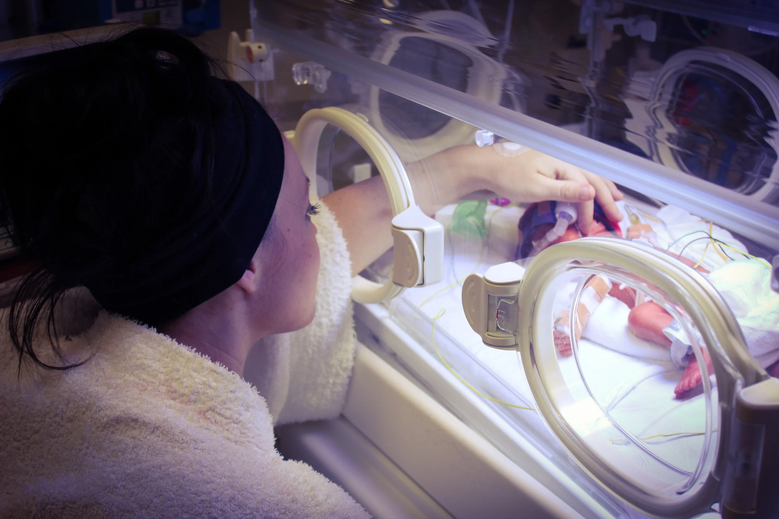 After fighting the nurses, 3 hours after my c-section i finally got to go into NICU and see her, my first look at our tiny baby.