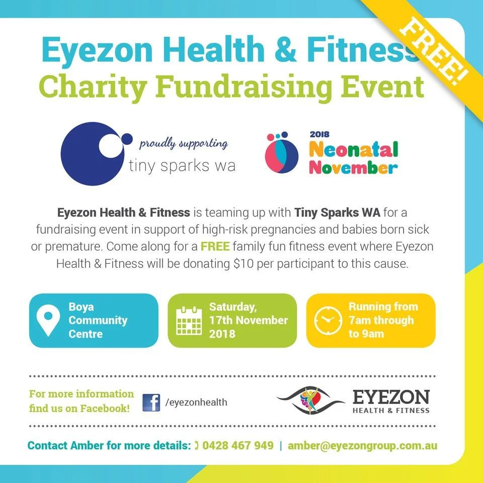 Eyezon Health &amp; Fitness - Hosting back to back fitness classes on 17/11 at Boya Community Centre with $10 from every participant donated to.