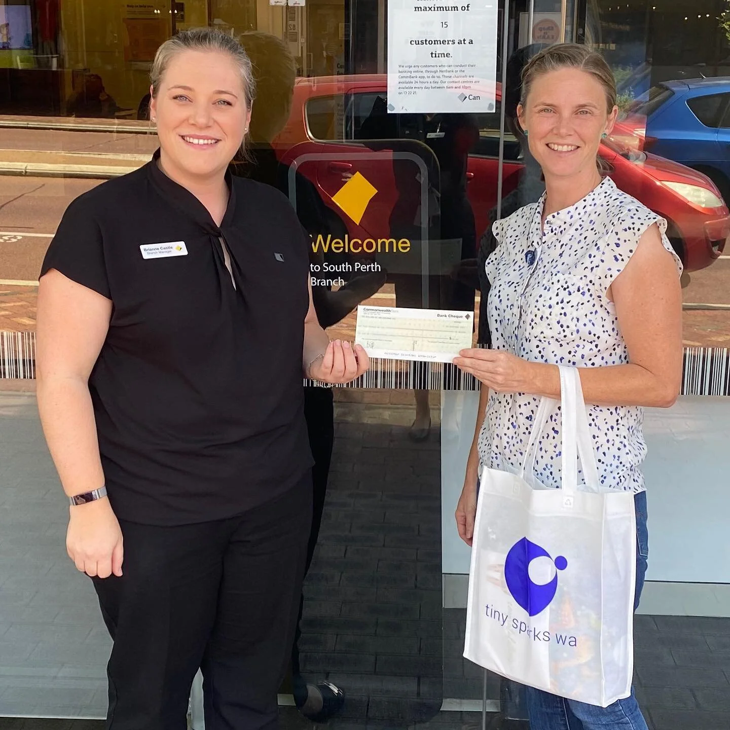 Thank you to Commonwealth Bank South Perth 🙌🏻💜 We are honoured to have been chosen by Brianne and her team as a beneficiary of their National Community Donation Program.

Being 100% volunteer run these funds will all be put into our NICU Care Package program, providing essential items for families in the Neonatal Unit.  Just recently we heard from a family who received a Care Package.  They related that being hundreds of kilometres from home had lots of challenges, but receiving a Care Package including a cooler bag to transport expressed breast milk to hospital, eased that burden.  It helped to connect them to a wonderful network of support and create some precious memories.

Thank you Commonwealth Bank!