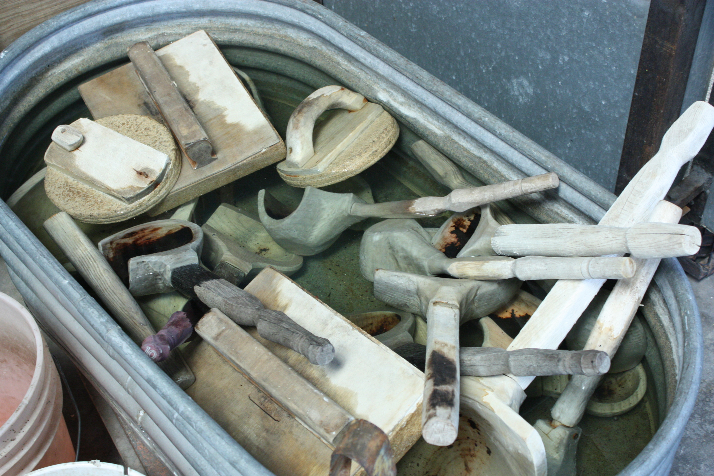  Closeup of the wooden tools. 