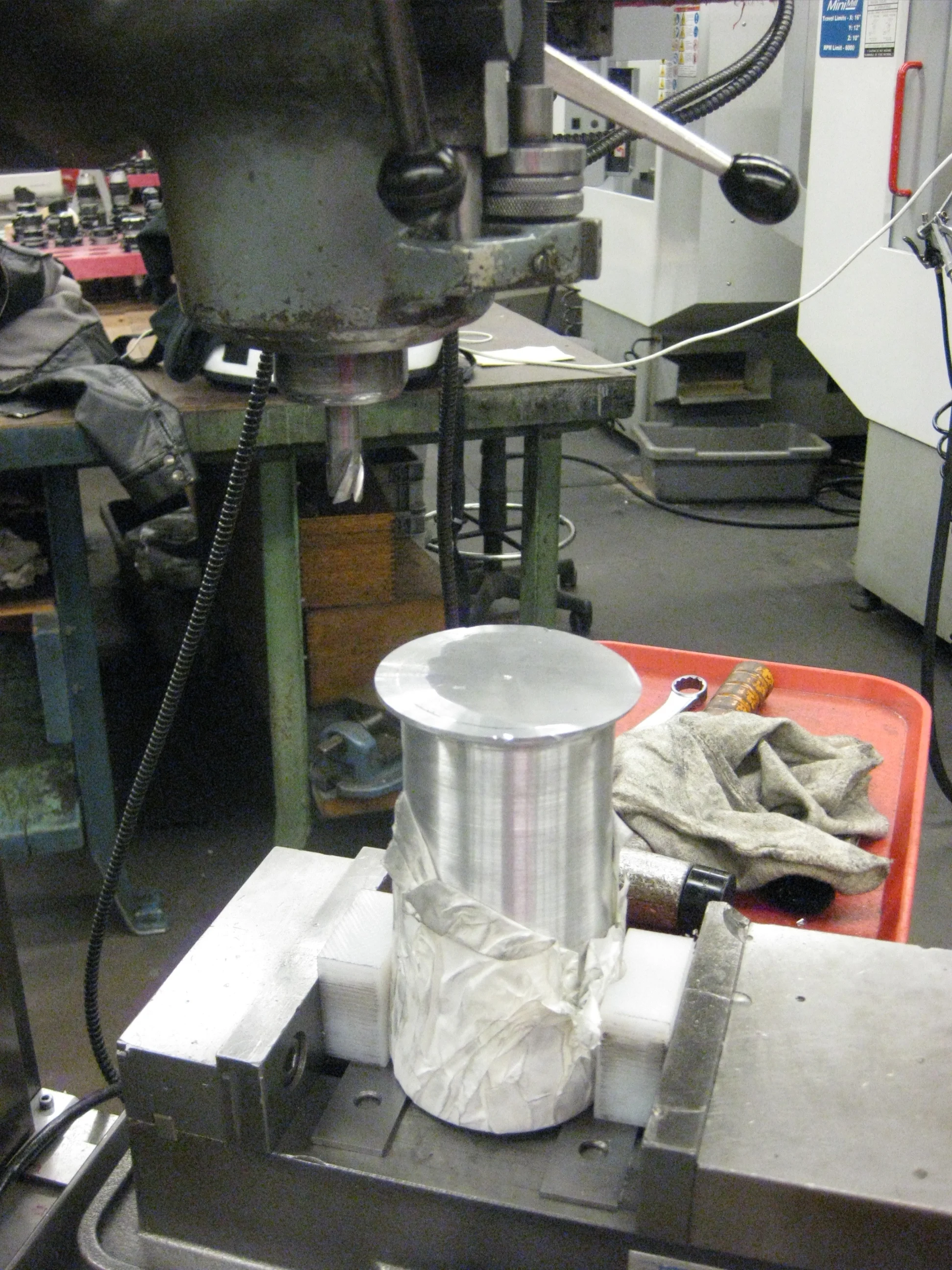  Using the mill to finish the bottom of the cup 
