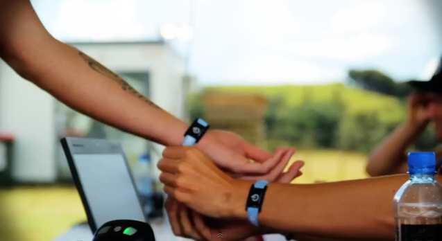 Cashless payment for food and drink using NFC wristbands