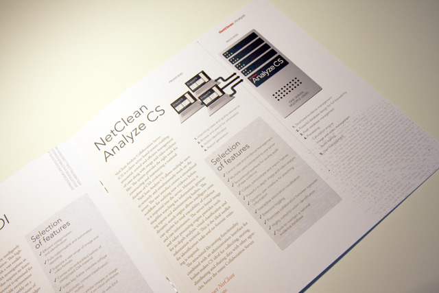 16 pages brochure for NetClean Analyze.