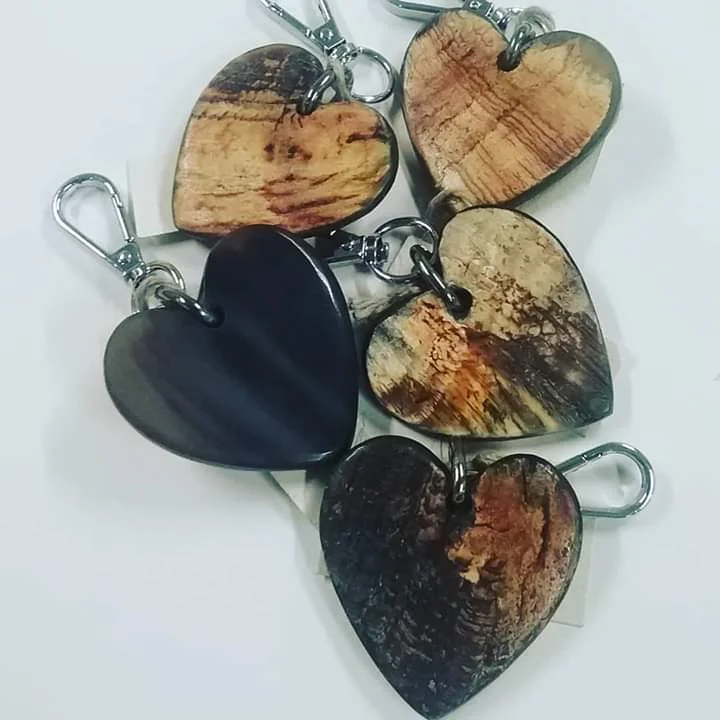 Hand-carved Heart Keyring