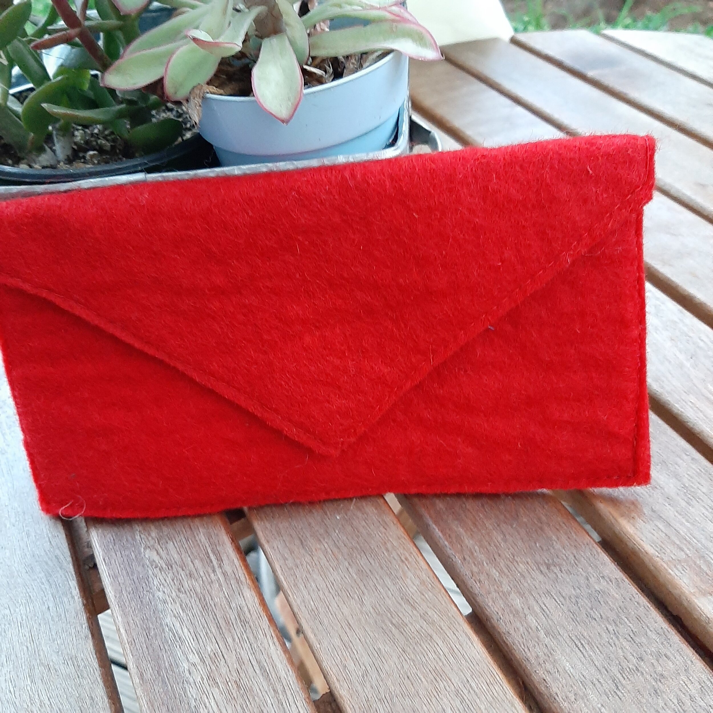 Hand-felted Red Envelope Clutch