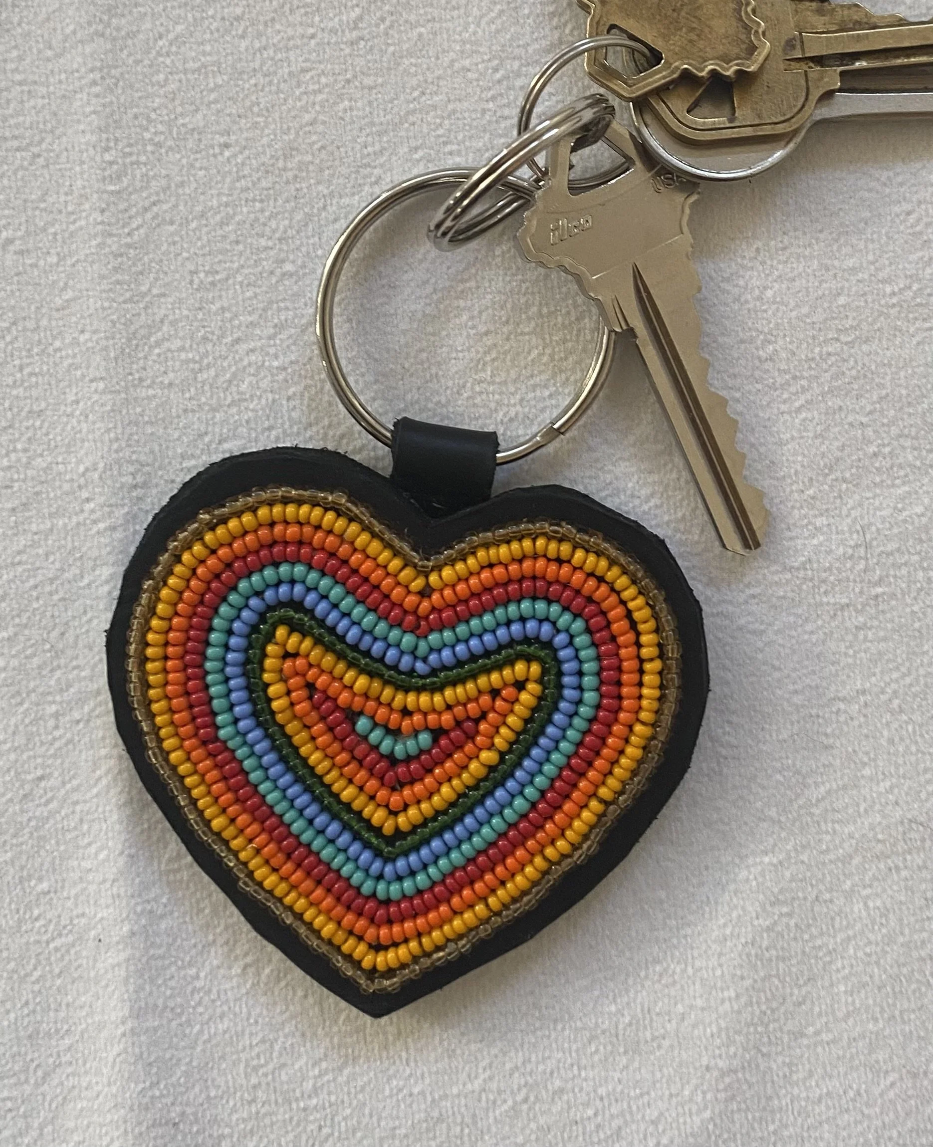 Heart Hand-Beaded Key Ring