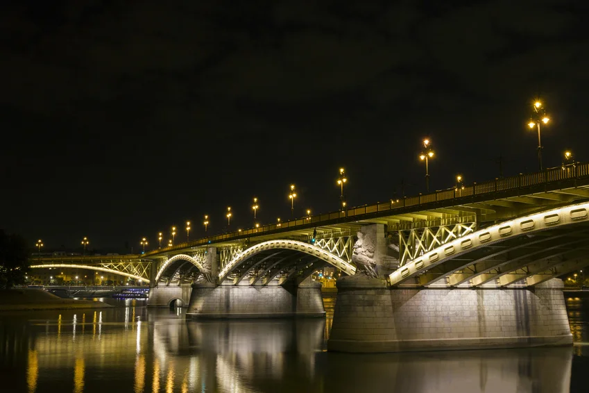 Margaret Bridge by night in Budapest