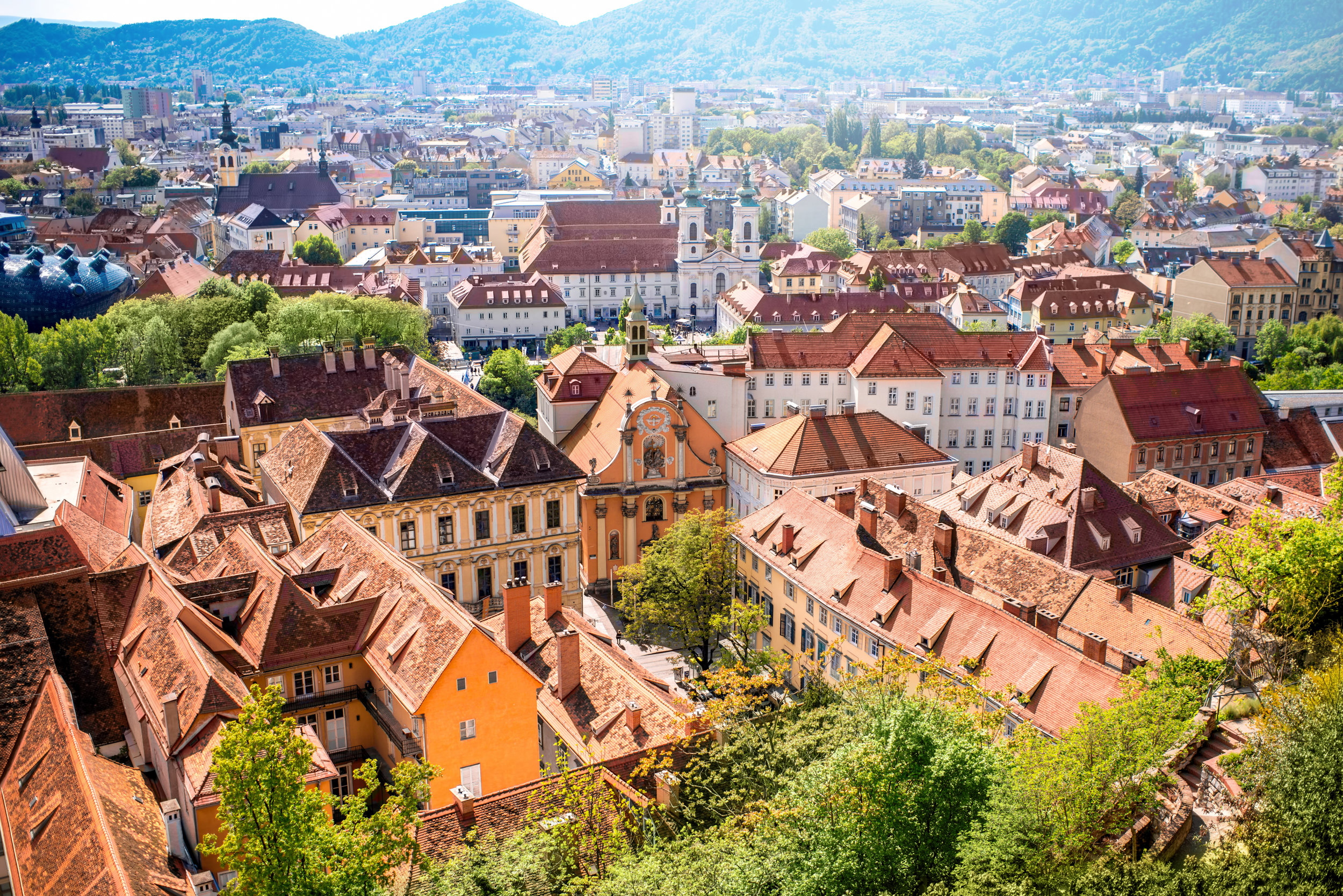 Aerial view on Graz city in Austria