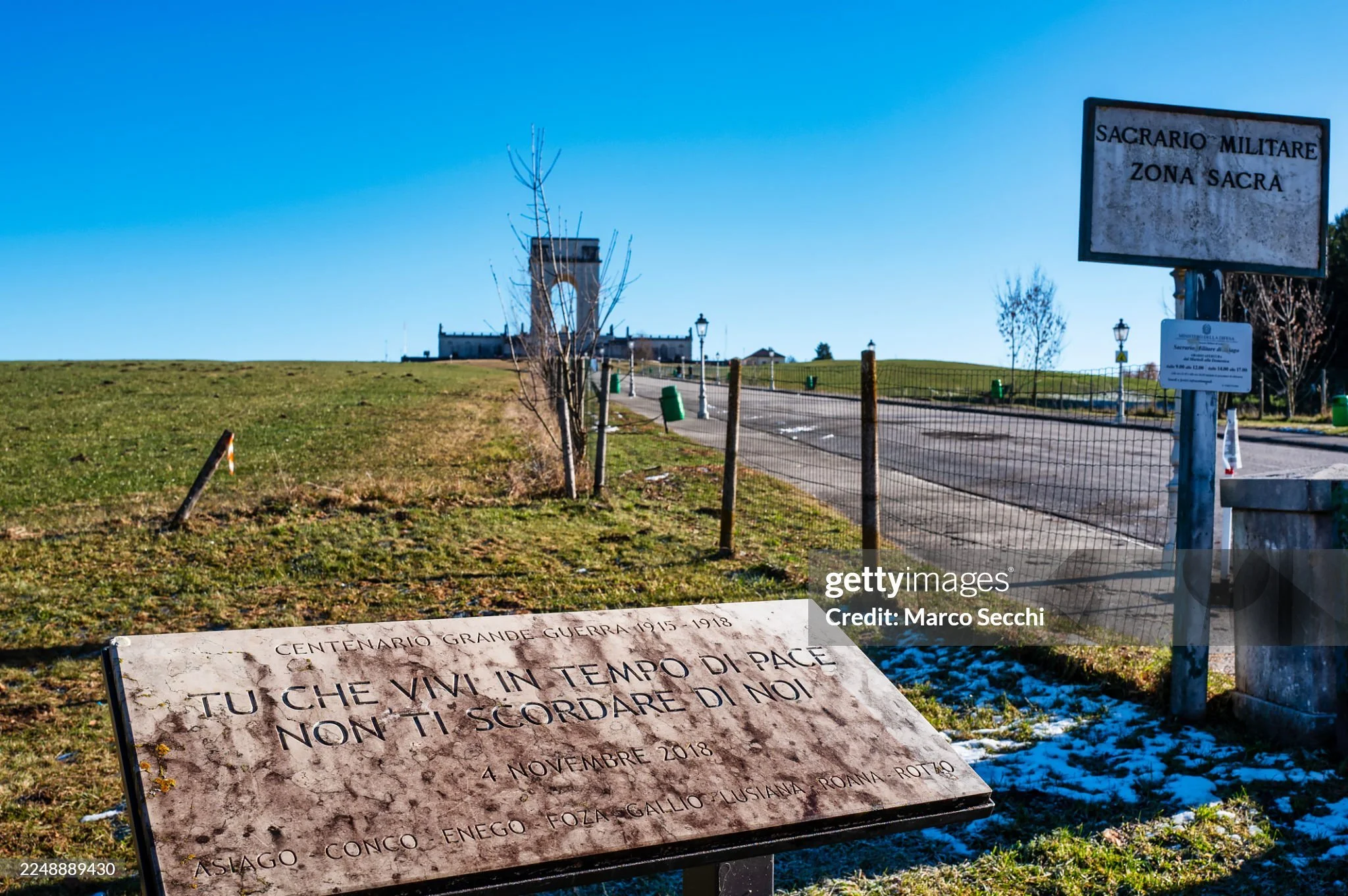 A terrible reminder of all wars

Asiago, Italy, November 28, 2025: Commemorative slab near the entrance to the Sacrario Militare del Leiten in Asiago, bearing the inscription &ldquo;Tu che vivi in tempo di pace non ti scordare di noi,&rdquo; meaning 