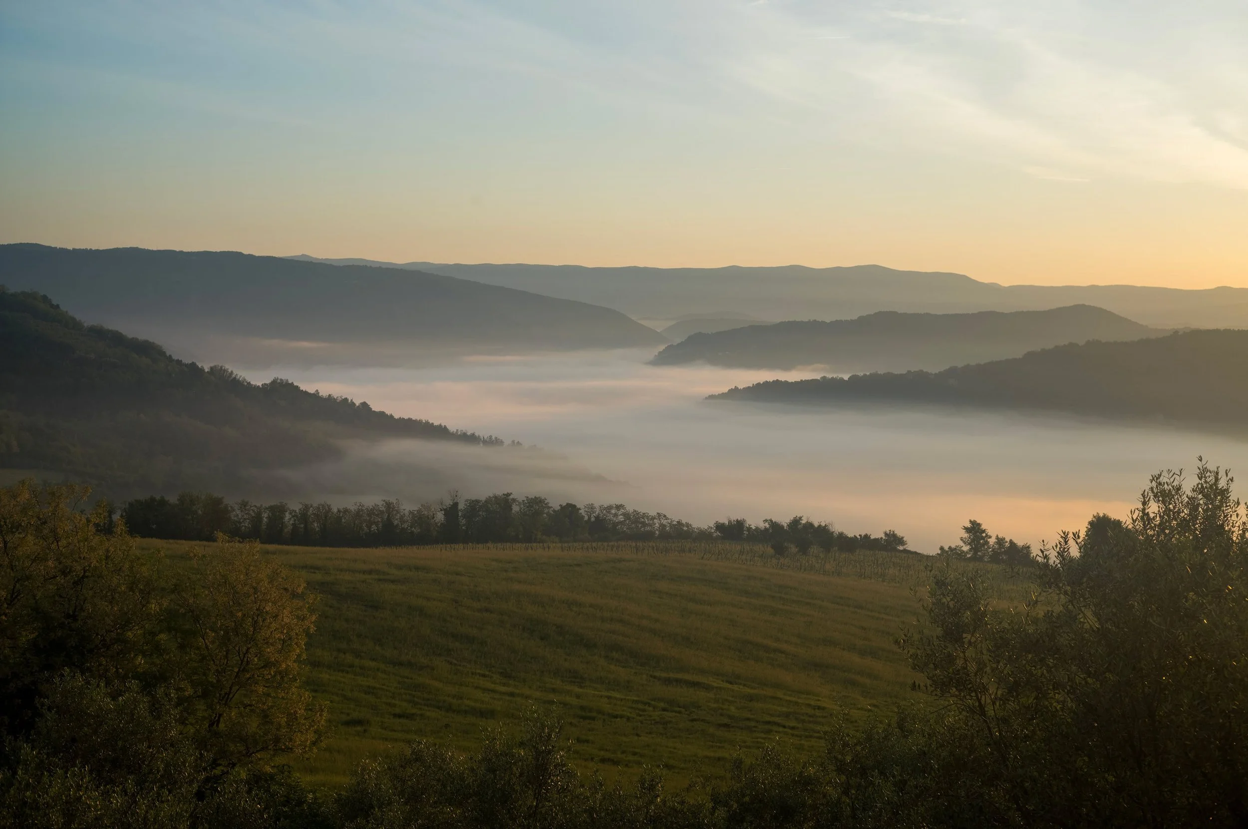 Most people are still asleep when this happens.
The fog sits low in the valley, holding the shape of the hills before the sun has decided anything yet.
And that's exactly why so many landscape photos feel like the place, but not the moment.
Because t