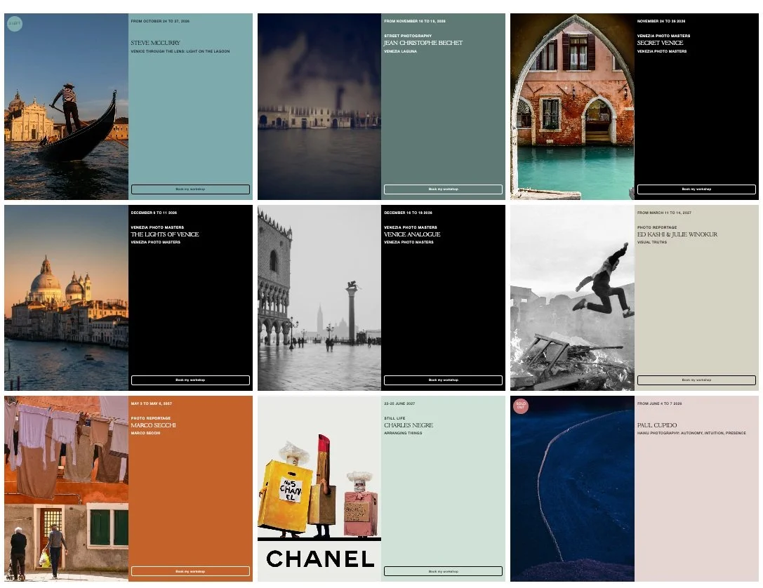 A rather nice bit of company to find myself in! 😊

Delighted to join the upcoming Venezia Photo programme alongside some wonderful photographers, each with their own way of seeing and telling stories.

I'll be leading a four-day workshop in Venice, 