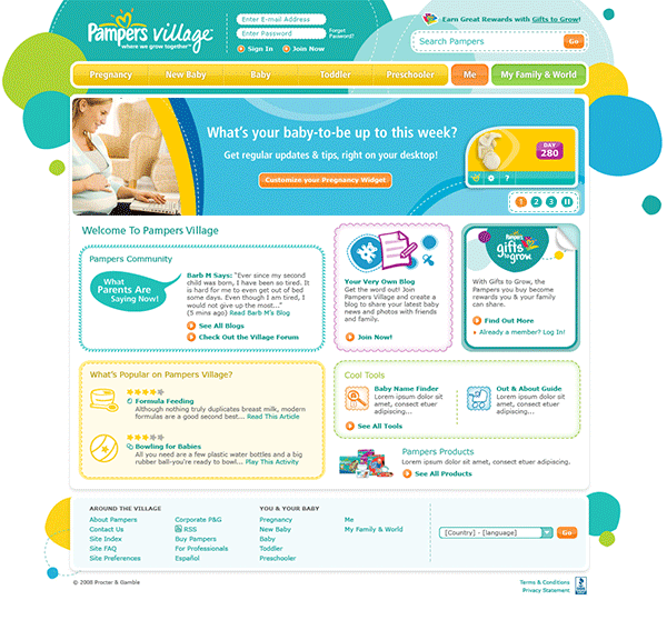 Pampers.com Redesign