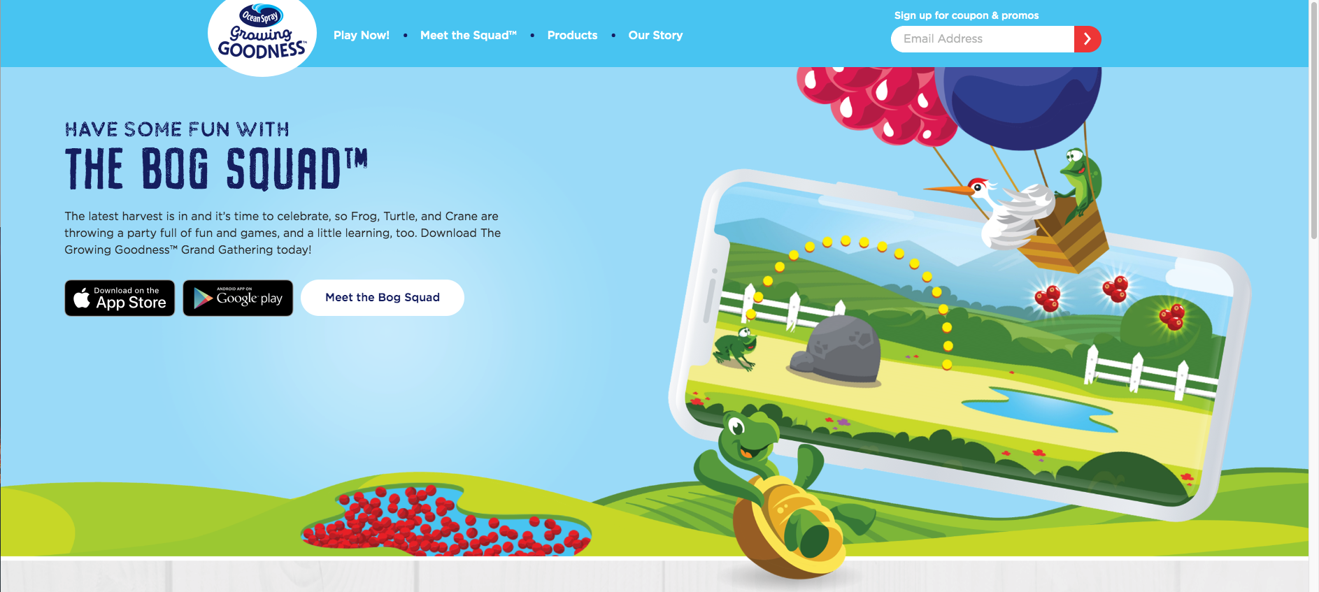 Ocean Spray Growing Goodness Landing Page