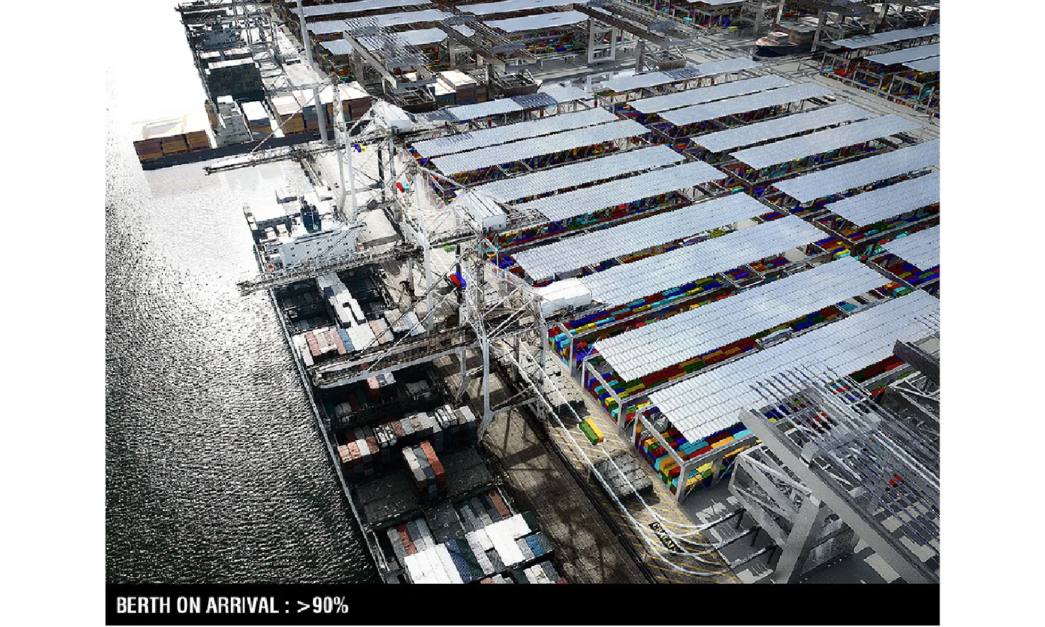  diagram: birth on arrival &gt;90%      + Location:  Singapor  + Phase:  competition  + Area:  20.250.000 TEU/year  + Program:  container port  + Client:  Singapore Maritime Institute  + Architects:  I. Bouaita, T. Kubota  + Ingeneer:    J. Aguilar, 