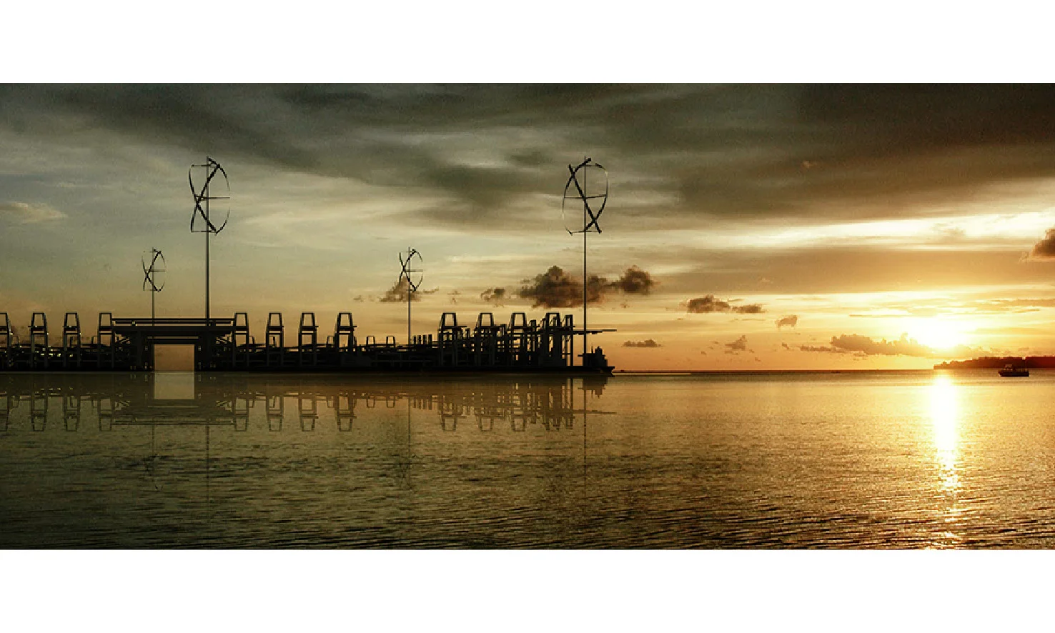  night view      + Location:  Singapor  + Phase:  competition  + Area:  20.250.000 TEU/year  + Program:  container port  + Client:  Singapore Maritime Institute  + Architects:  I. Bouaita, T. Kubota  + Ingeneer:    J. Aguilar, J. Alberto  , Universid