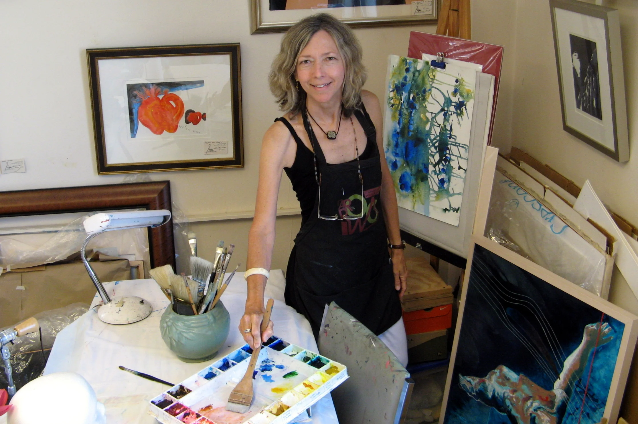 Costanza Knight, also known as Connie Knight, at work in her studi o.