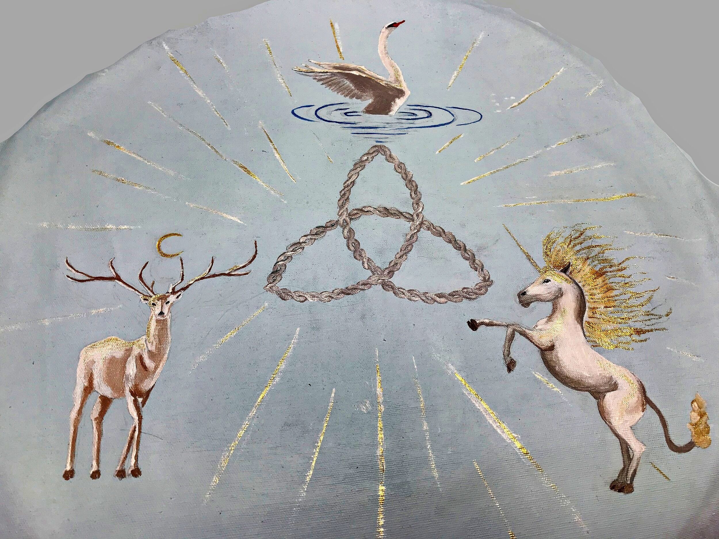 A shield depicting spirit animals for a friend 