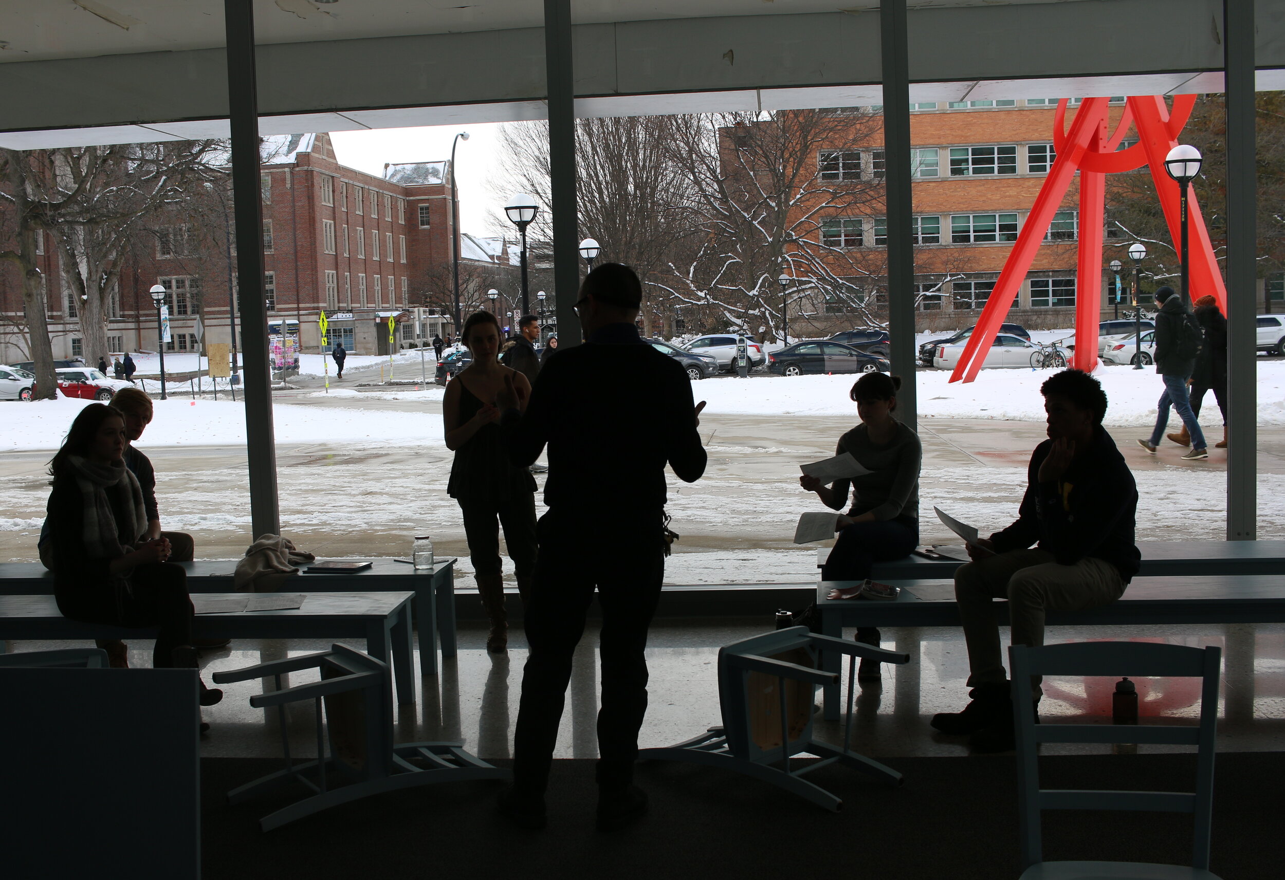  Courtney McClellan, Witness Lab, 2020, mixed media. © Courtney McClellan.   Malcolm Tulip’s Directing class working on Brecht’s The Caucasian Chalk Circle 