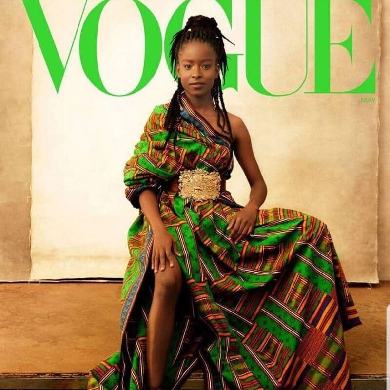 Traditional Ghanaian Kente cloth makes the cover of American Vogue for May. I recall writing my art school Thesis on Kente, in Ireland after a trip too Ghana, where I researched the types of weave patterns, colours, names and tribal affiliations. The