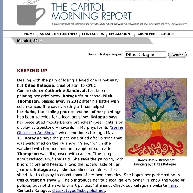 A screen shot of the article on my art in the Capitol Morning Report