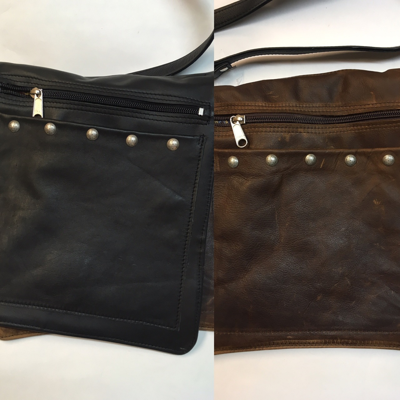 Black and Brown Double Leather Flip Purse