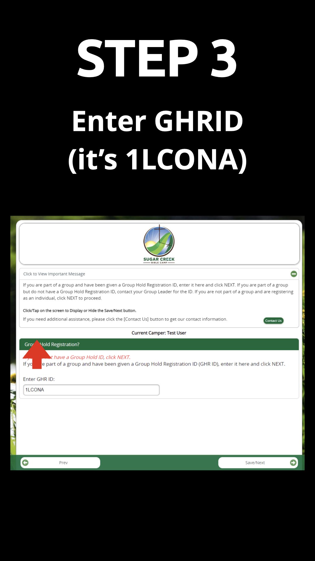   Enter your GHR ID:  1LCONA 