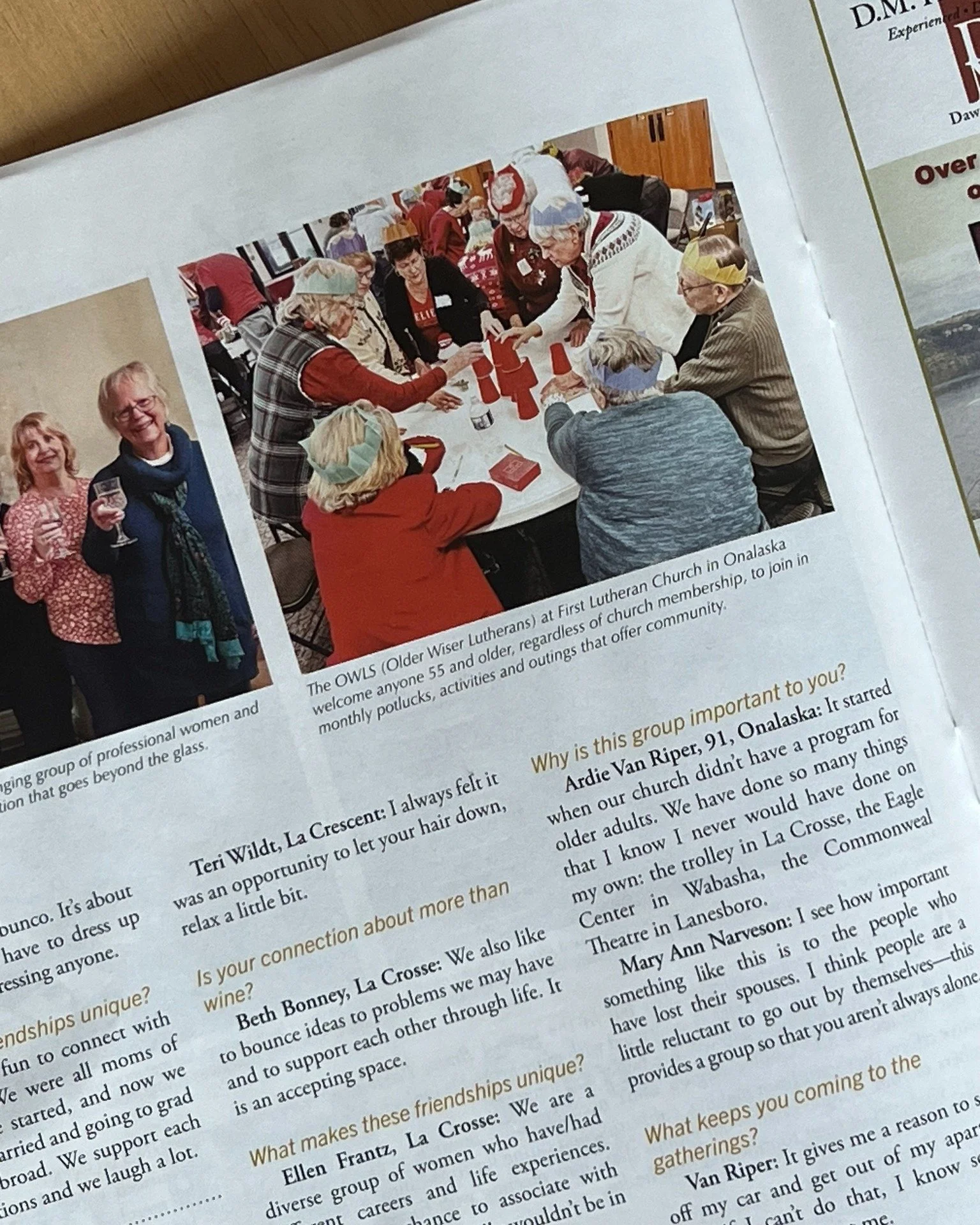 DYK? Our OWLs (our Older Wiser Lutherans at First, for anyone 55+) were featured in the Feb/Mar 2026 edition of Coulee Region Women? You can pick up a complimentary copy in the church office, or check it out online at crwmagazine.com. 

As the articl