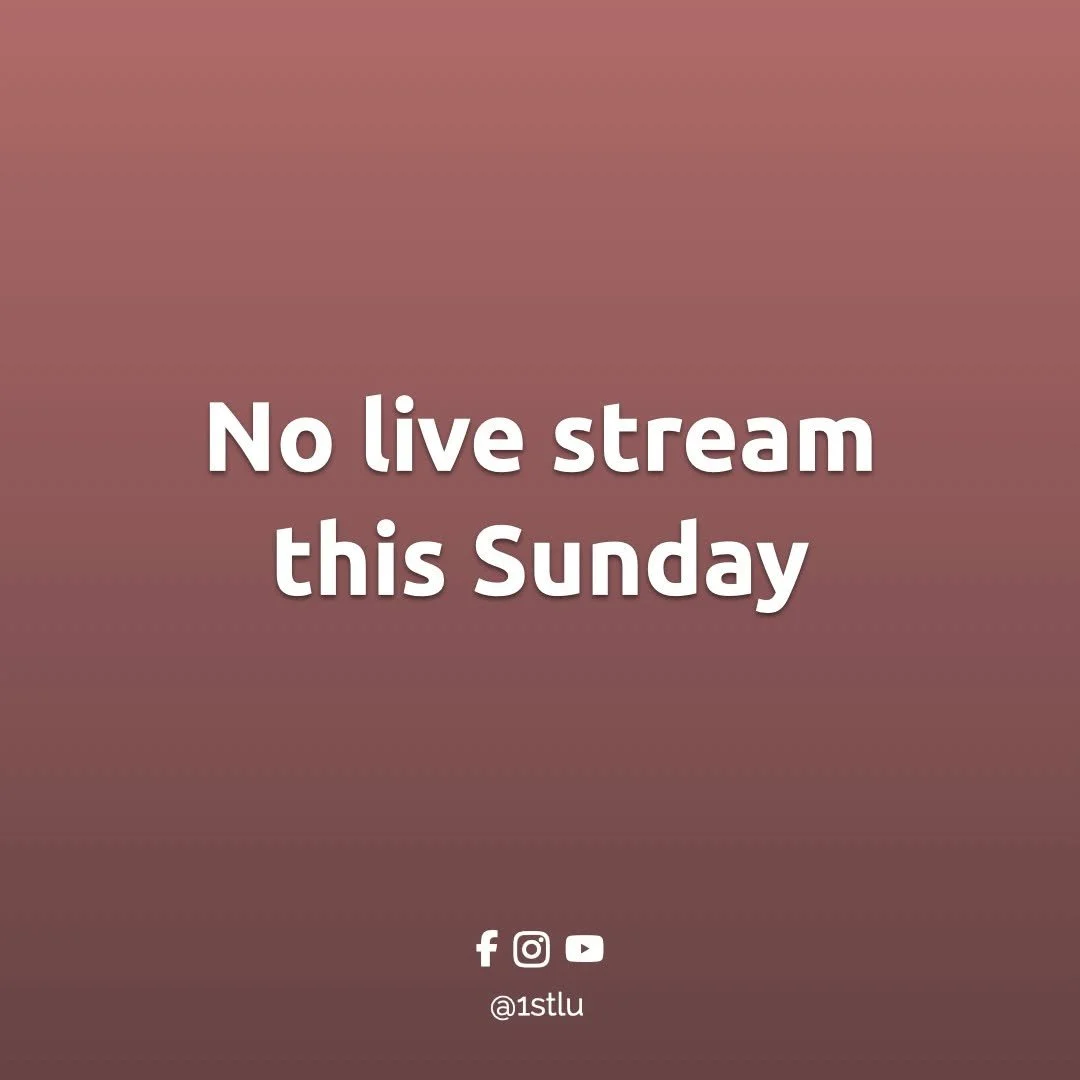Due to technical issues, there will be no live stream this Sunday, Aug. 8, on any of our channels. So join us in-person! 8am or 10am at First Lutheran on 410 Main St, Onalaska WI.