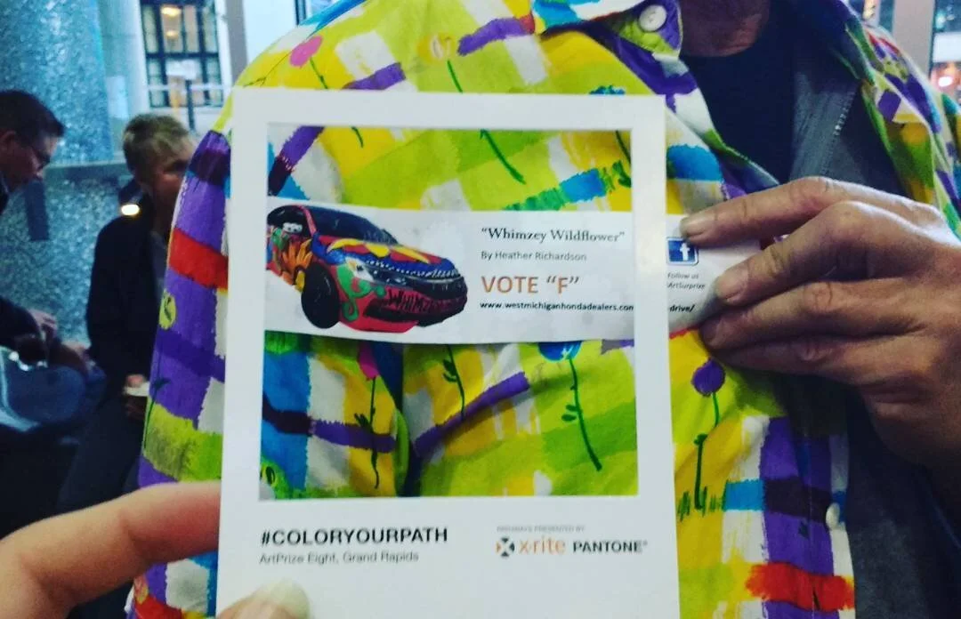 ArtPrize #coloryourpath at #artprize8 Vote for Whimzey Wildflower Art Car. Link in profile. Help @safetyharborartmusiccenter win a car!