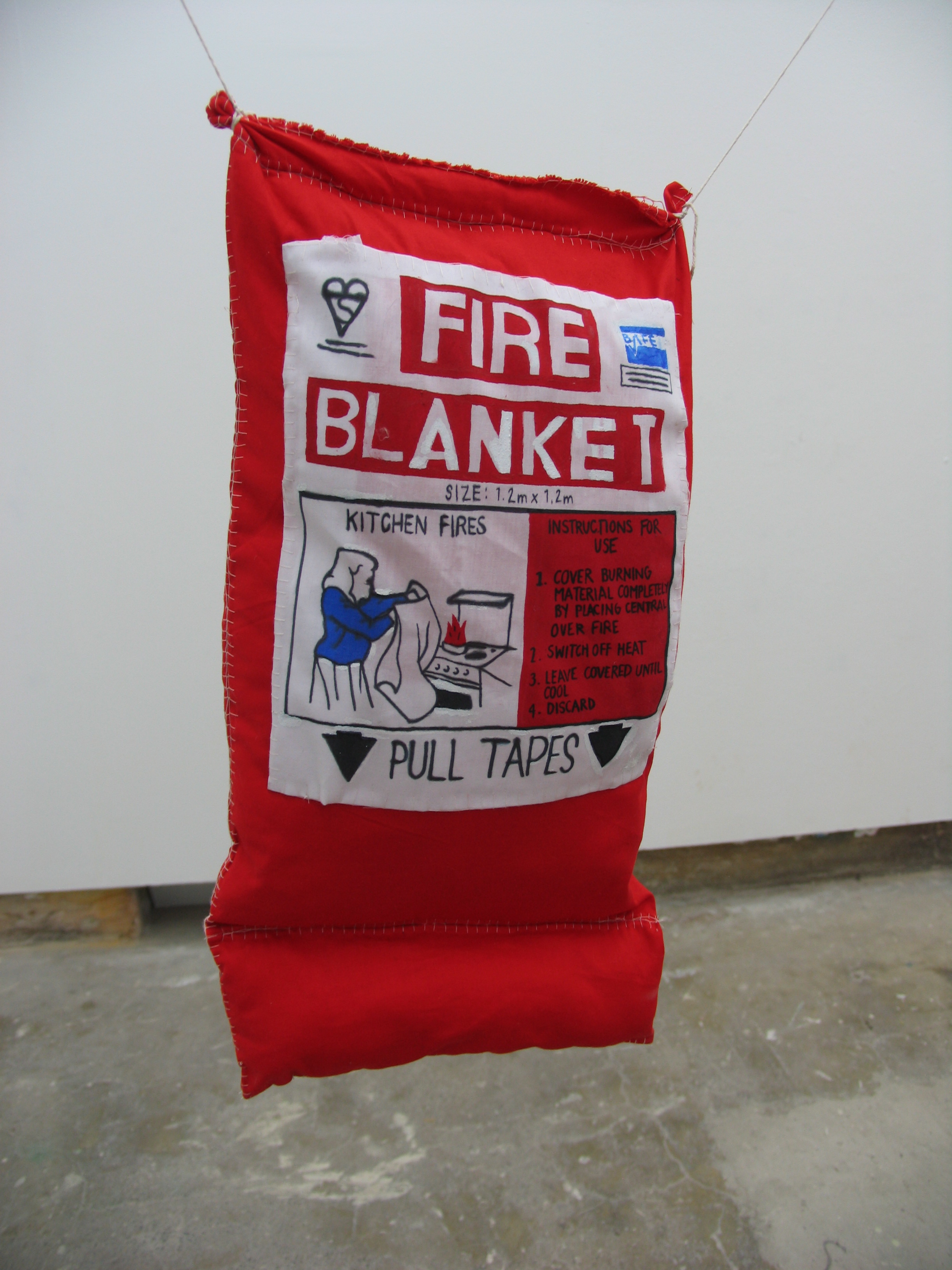  Charm Blanket, 2012  cotton, acrylic, marker, stuffing     Photo: Hana Hoogedeure   