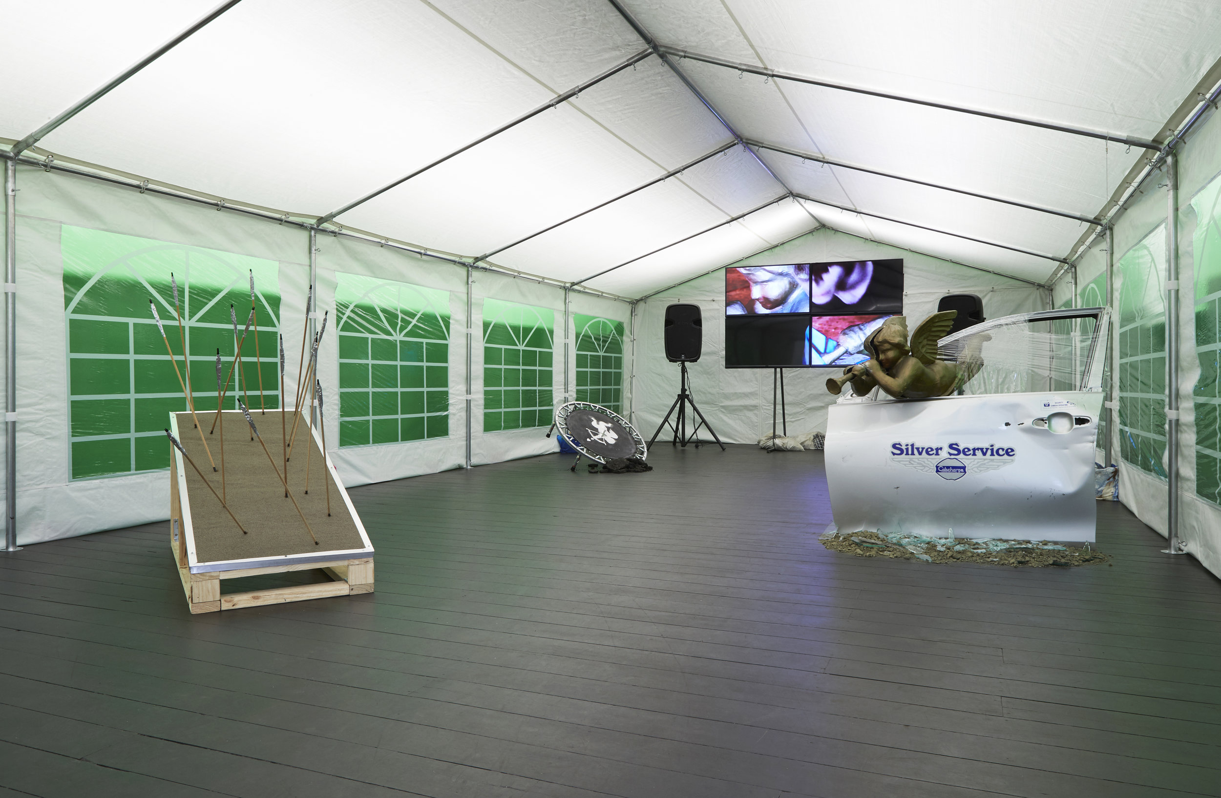 Installation shot Collaboration with Dominic Byrne, Leila el Rayes, Kristina Savic and Matthew Varnay Photo: Zan Wimberley