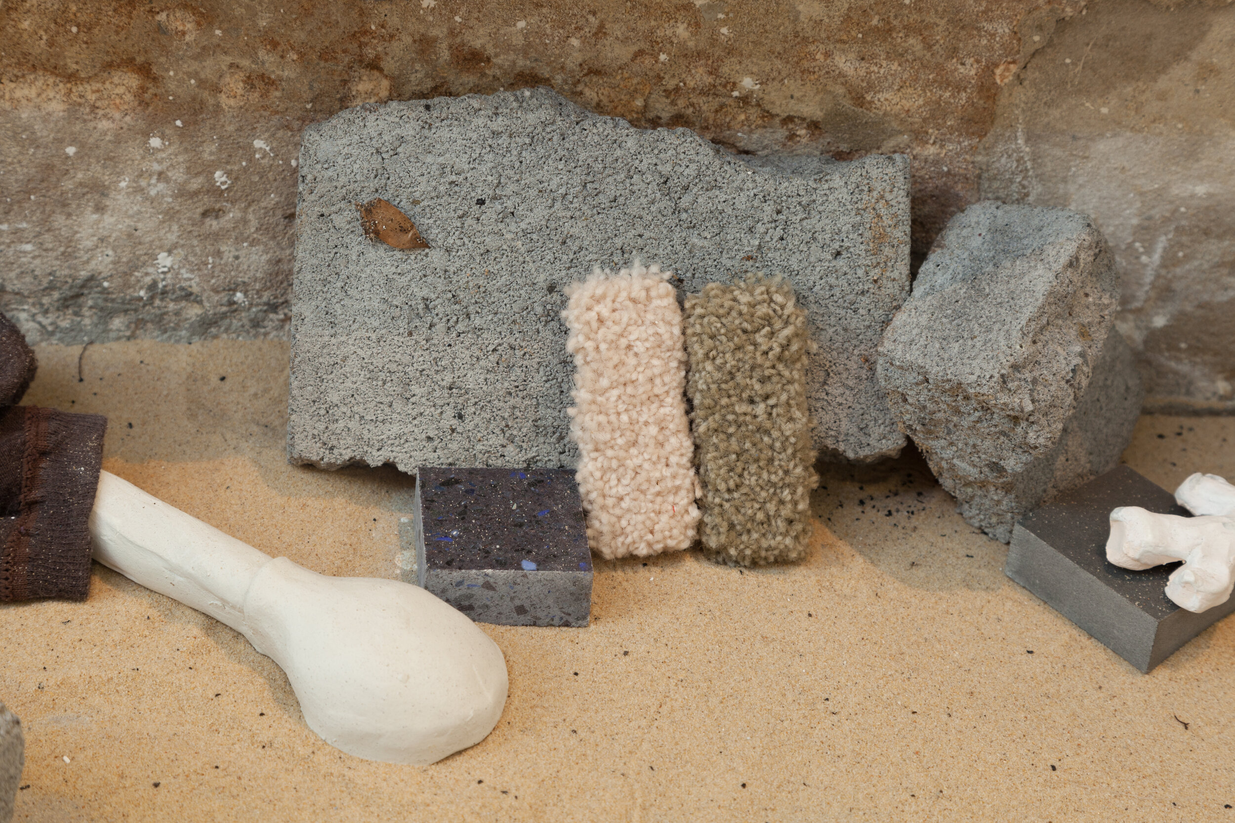  Some Dust in the Balance, 2014 (detail)  earthenware, acrylic, sand, found objects    Photo: Nick De Lorenzo 