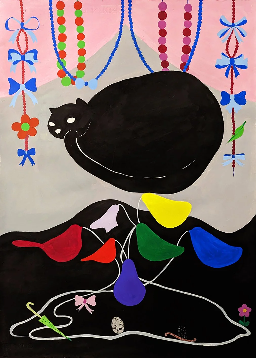  Yoonjung Kim 김윤정  Ribbon, Edgar and me, 2023  리본과 에드가와 나, 2023  Acrylic on paper  종이에 아크릴 