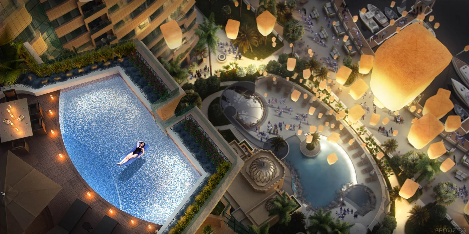 Baghdad residential complex terrace render
